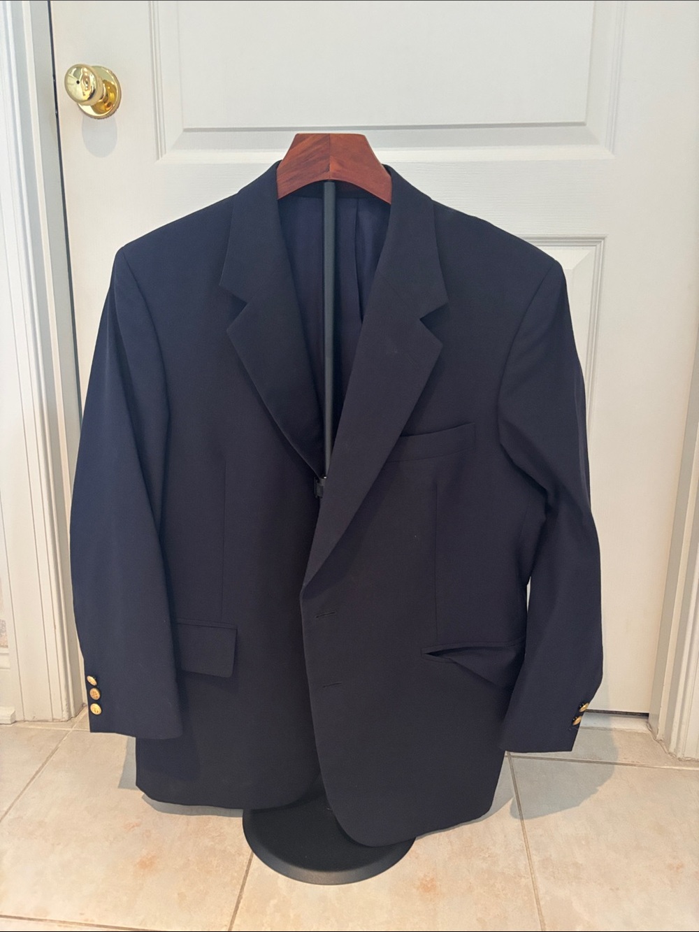 Savile Row Mens 40S Navy Wool Blazer‎ Sport Coat 22x23